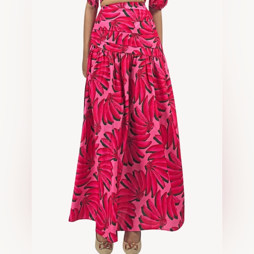 NWOT | HT 360 Collective | Banana Print Maxi Skirt in Pink | Sz XS